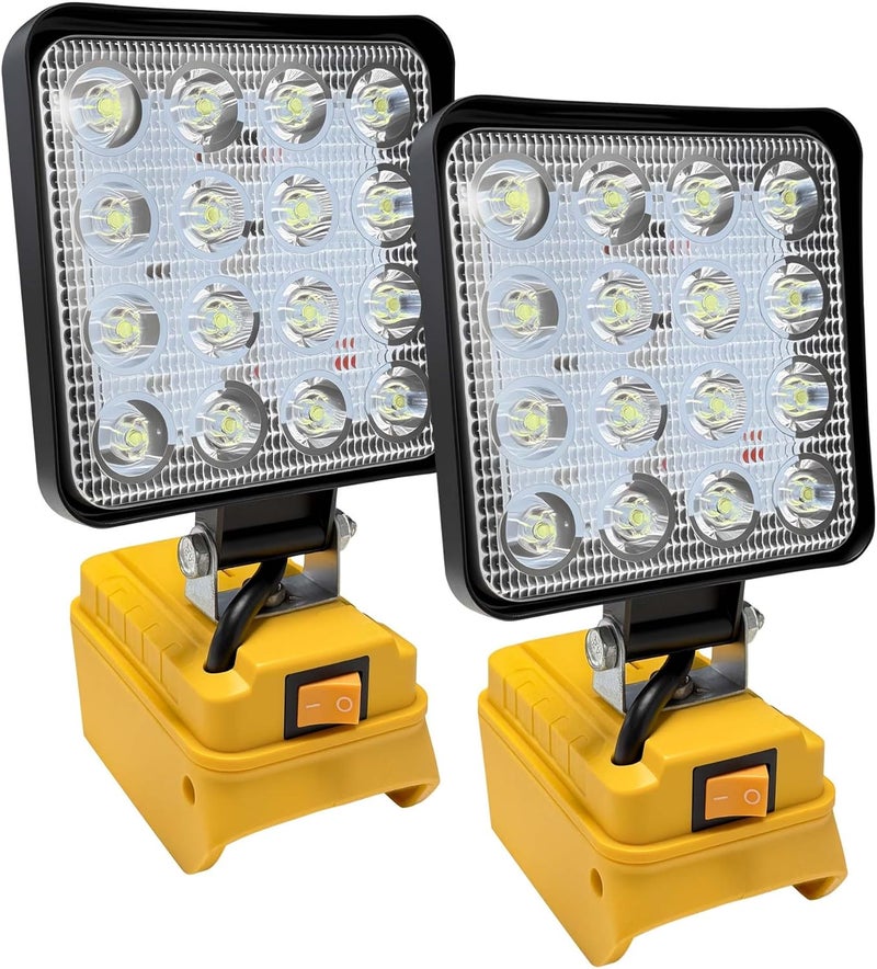 byczone 2pcs Cordless Work Light Compatible with DEWALT 20V Battery.48W 3800LM Wide Beam Flood Light with Two USB Charging Port Flashlight for Emergency,Workshop,Garage.(No Battery) - Image 1
